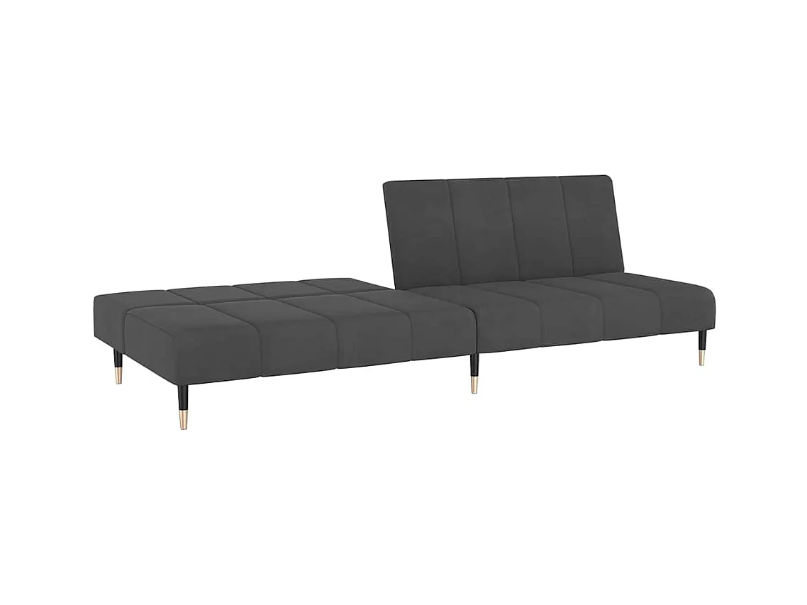 Donkergrijze fluwelen 2-zits slaapbank