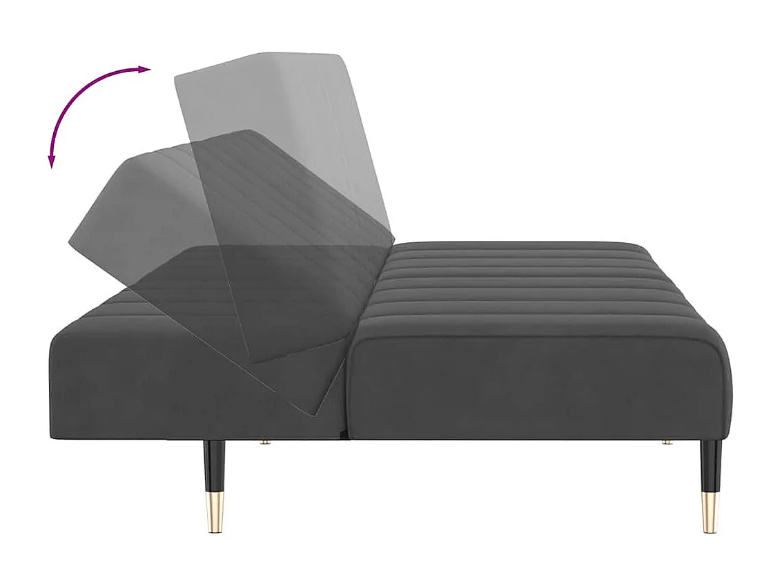 Sofá cama de 2 plazas de terciopelo gris oscuro