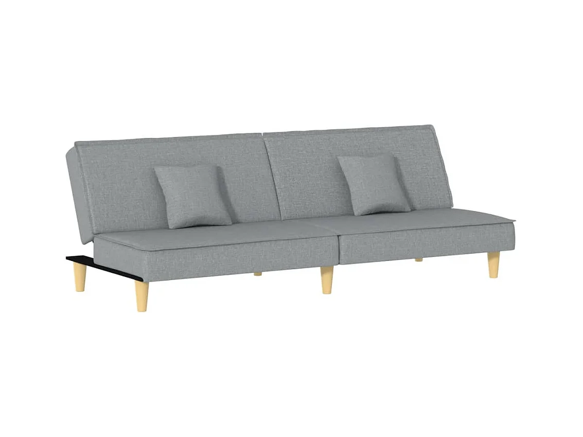 Sofá cama de tela gris claro