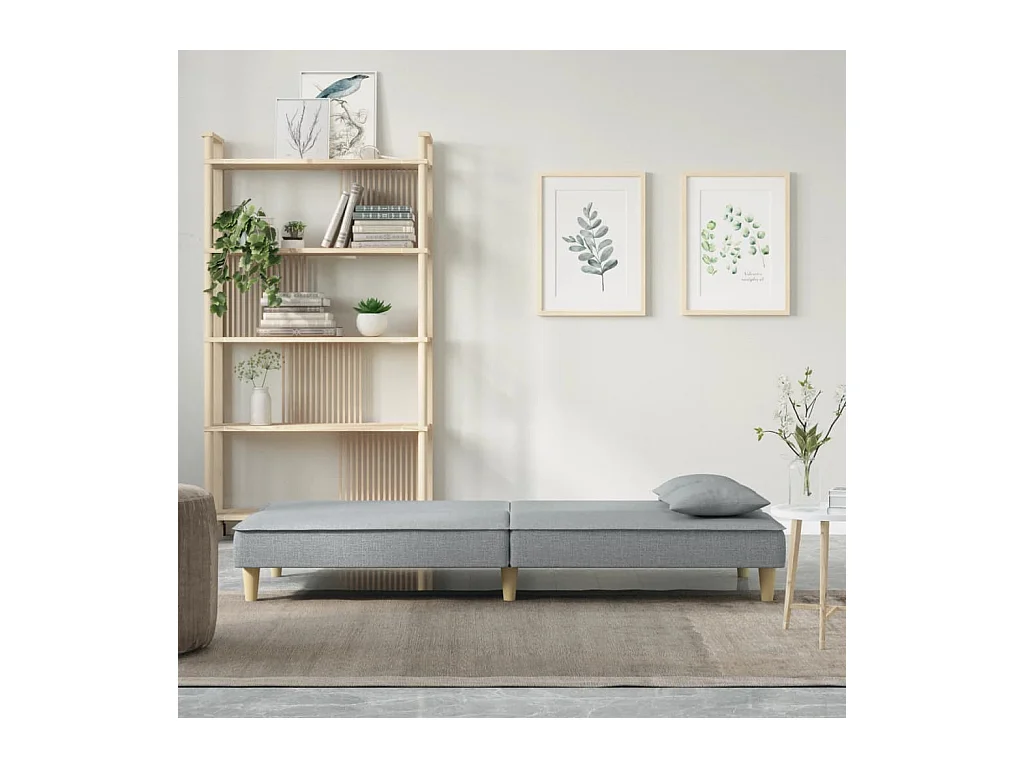 Sofá cama de tela gris claro