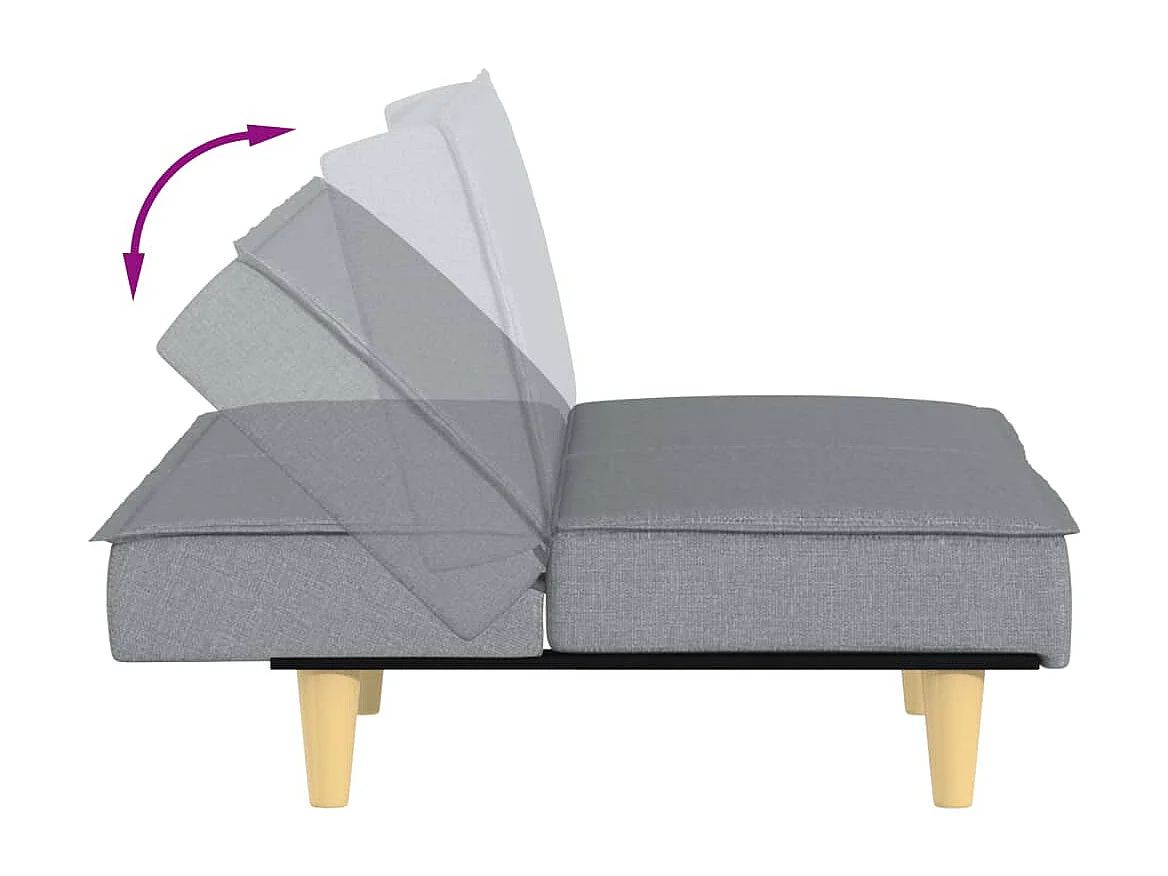 Sofá cama de tela gris claro