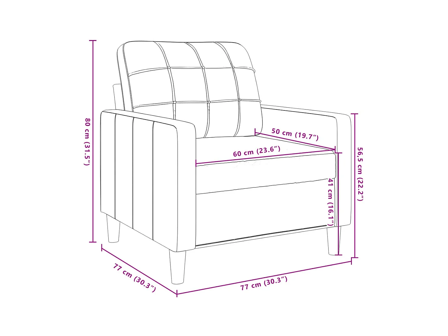Donkergroene fauteuil 60 cm fluweel