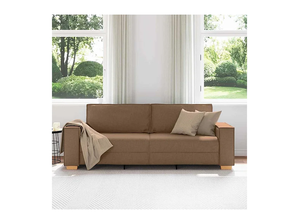 Divano 3 posti con cuscino Marrone 220 x 78 x 84 cm tessuto