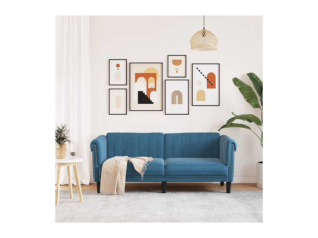 Blaues 2-Sitzer-Sofa aus Samt