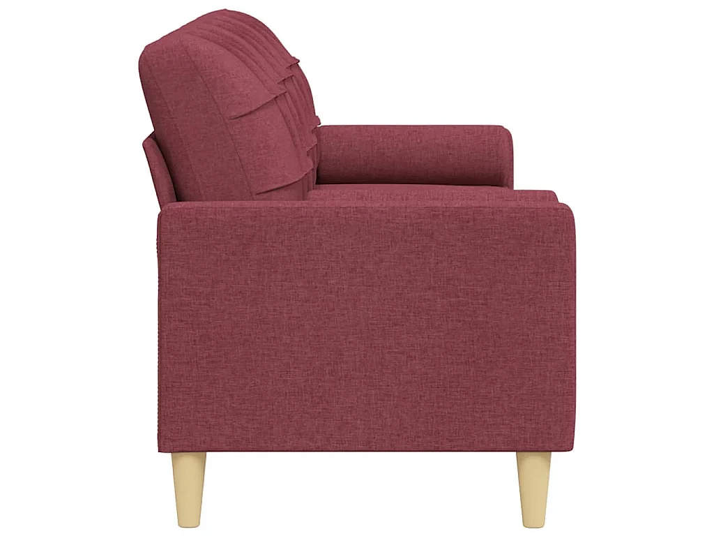 Canapé 3 places avec oreillers décoratifs bordeaux 210 cm tissu