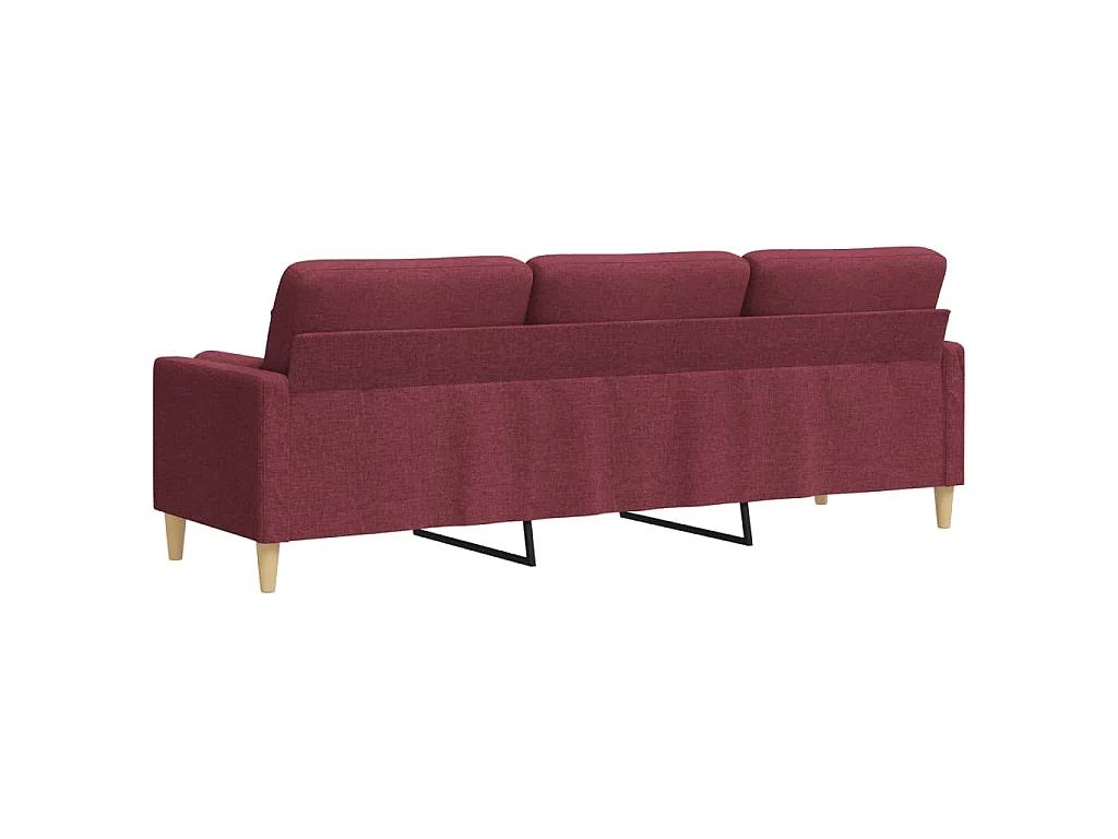 Canapé 3 places avec oreillers décoratifs bordeaux 210 cm tissu