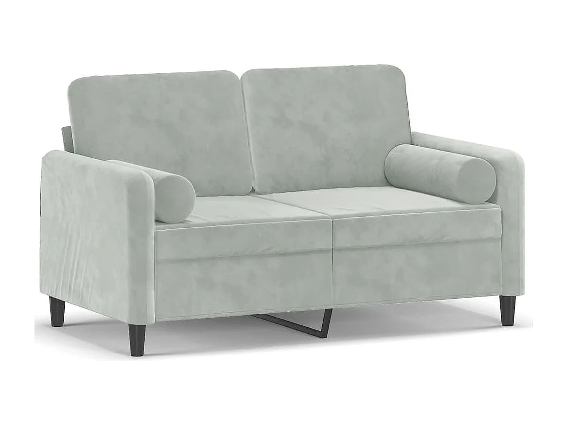 Divano 2 posti con cuscini grigio chiaro 120 cm in velluto