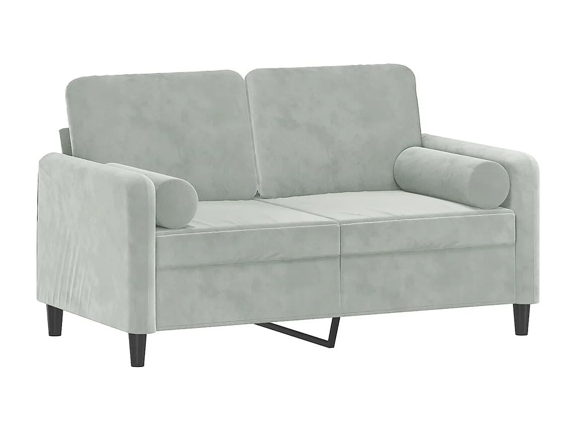 Divano 2 posti con cuscini grigio chiaro 120 cm in velluto