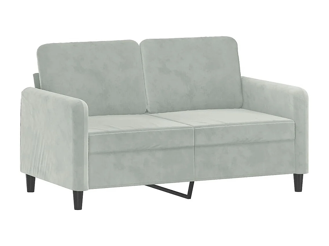 Divano 2 posti con cuscini grigio chiaro 120 cm in velluto