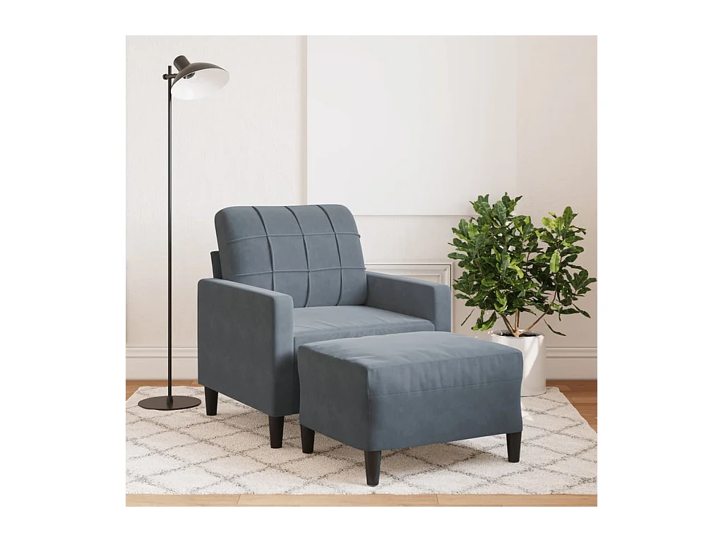 Fauteuil met voetenbank Donkergrijs 60 cm Fluweel