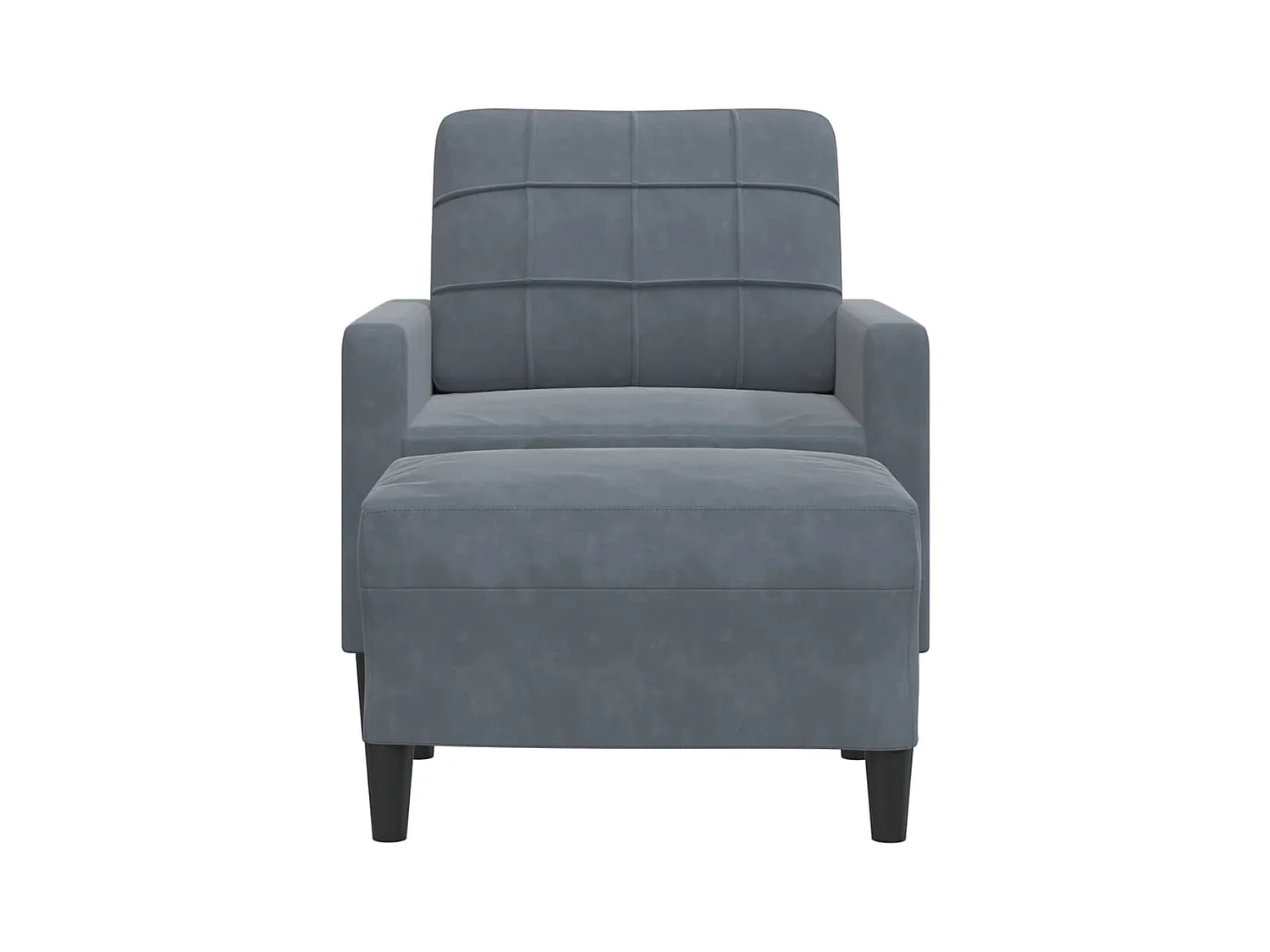Fauteuil met voetenbank Donkergrijs 60 cm Fluweel