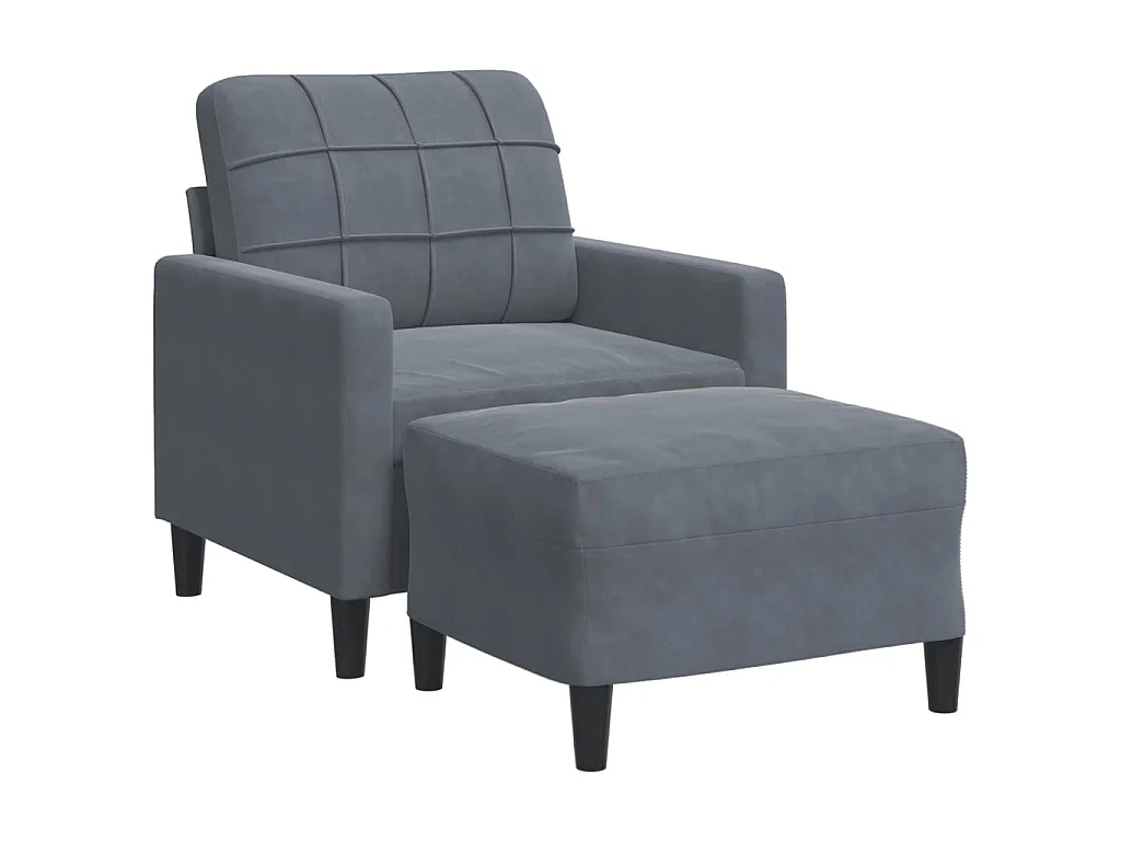 Fauteuil avec repose-pied Gris foncé 60 cm Velours