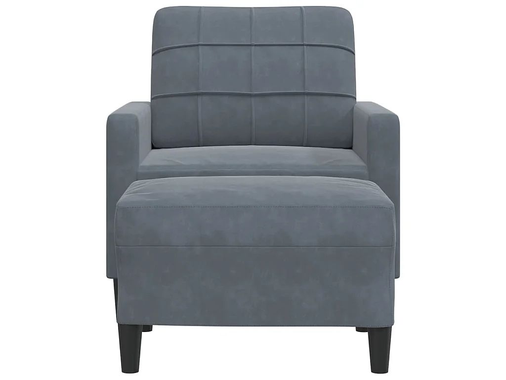 Fauteuil avec repose-pied Gris foncé 60 cm Velours