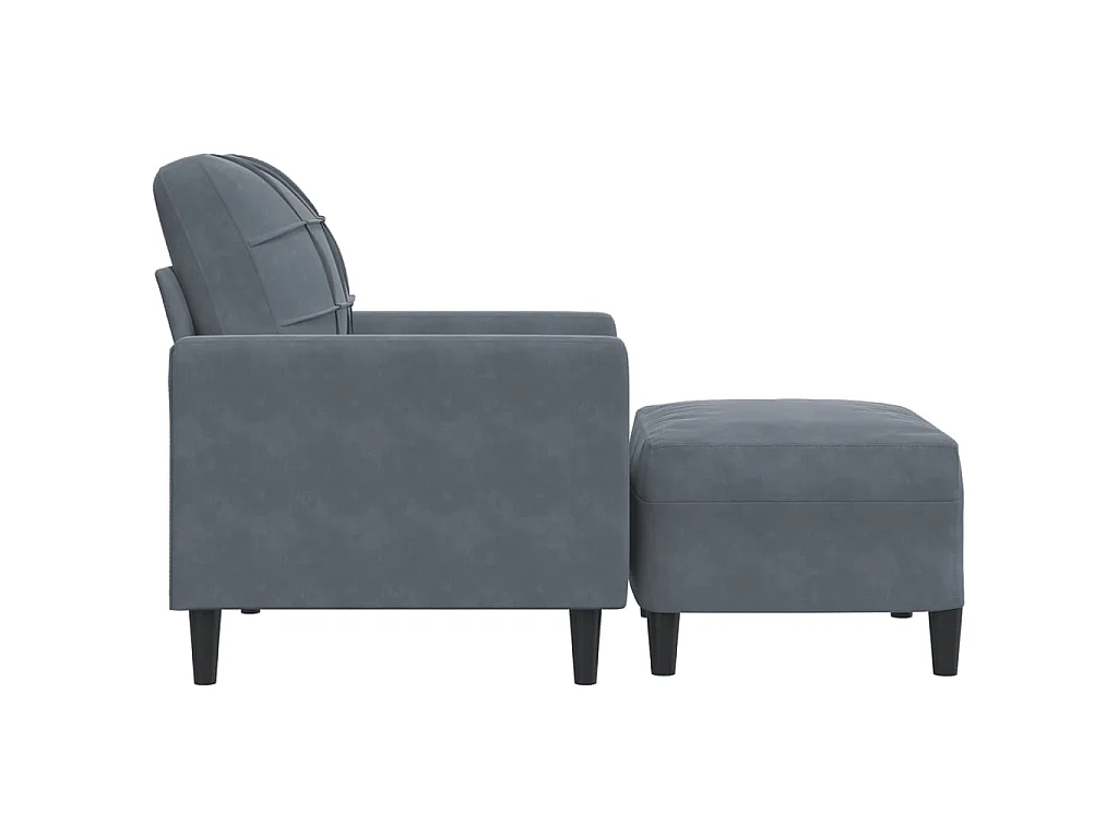 Fauteuil avec repose-pied Gris foncé 60 cm Velours