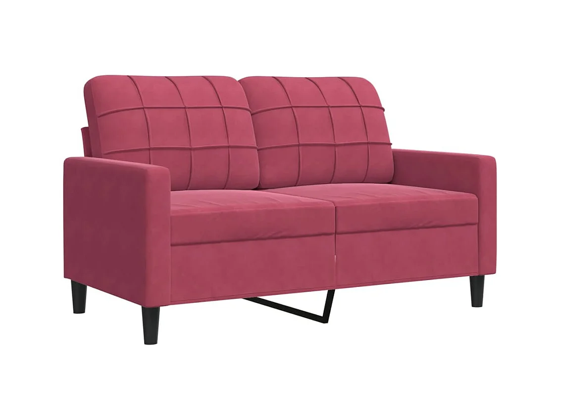 Sofá 2 plazas Rojo burdeos 120 cm Terciopelo