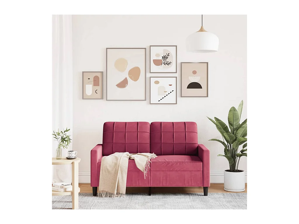 Sofá 2 plazas Rojo burdeos 120 cm Terciopelo