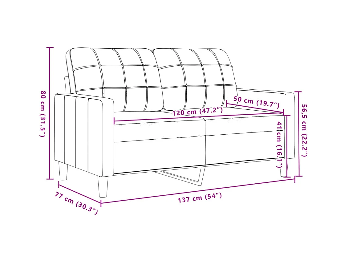 2-zitsbank Bourgondiërood 120 cm Fluweel