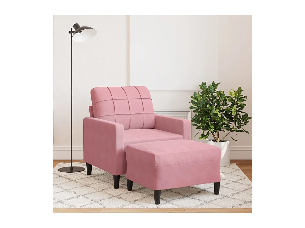 Fauteuil met voetenbankje Roze 60 cm Fluweel
