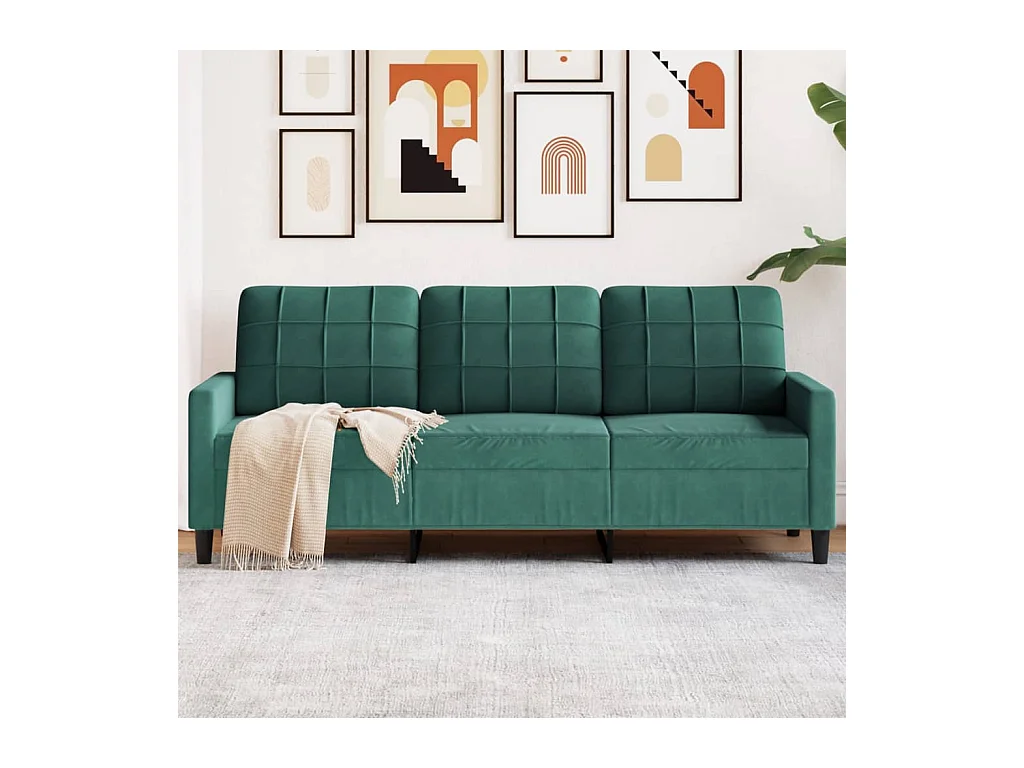 Sofá 3 plazas Verde oscuro 180 cm Terciopelo