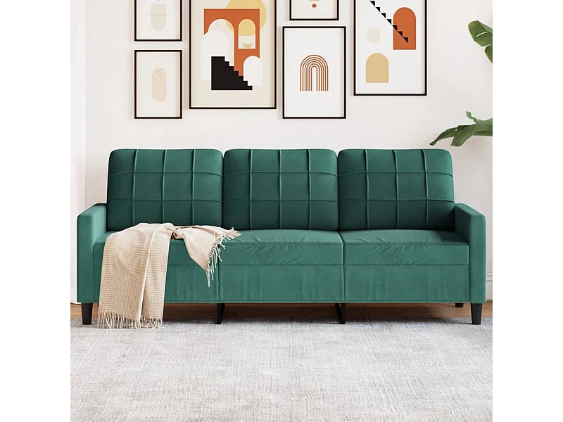 Sofá 3 plazas Verde oscuro 180 cm Terciopelo