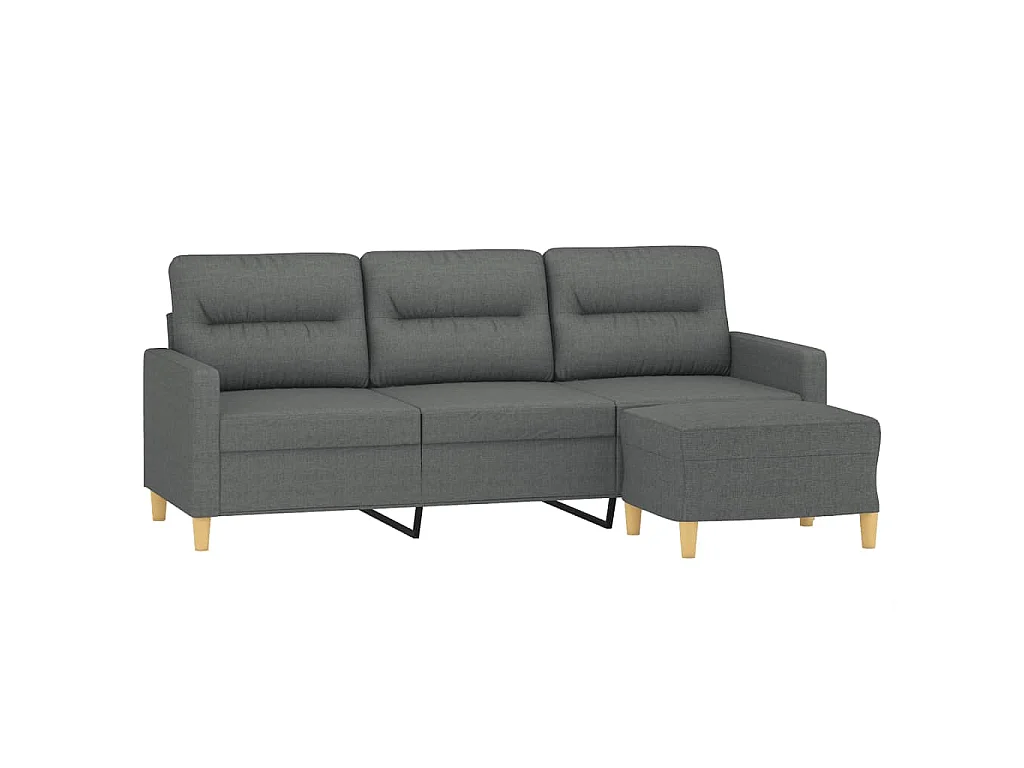 Divano 3 posti con poggiapiedi Grigio scuro 180 cm Tessuto