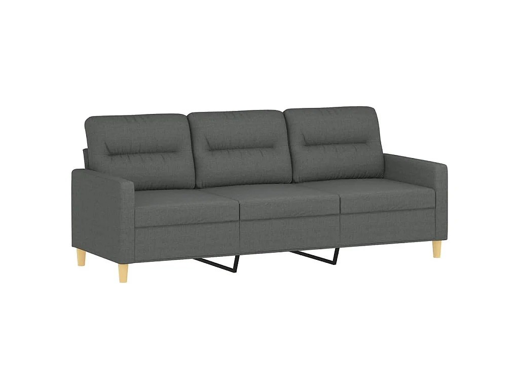 Divano 3 posti con poggiapiedi Grigio scuro 180 cm Tessuto