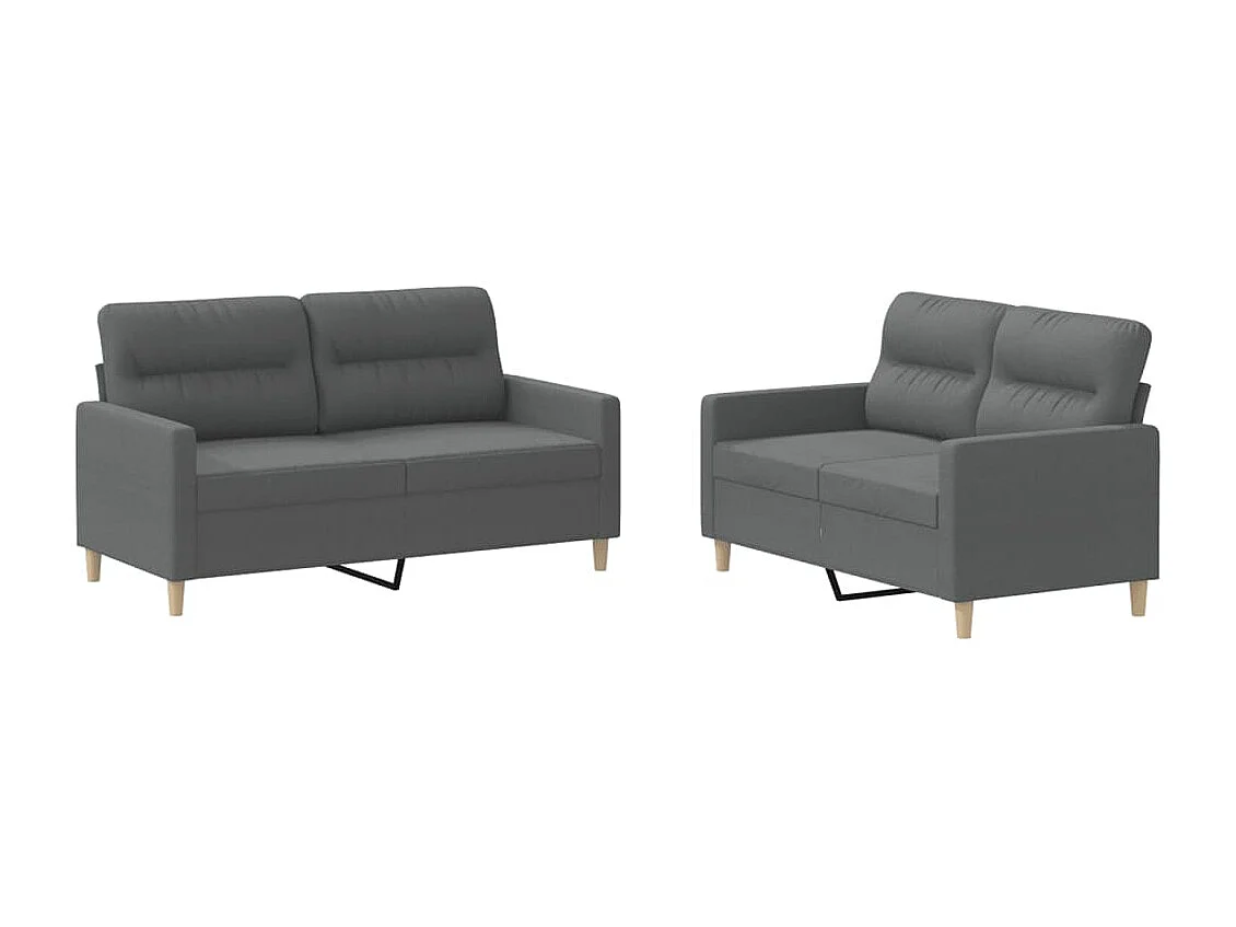 Set di divani 2 pezzi con cuscini in tessuto grigio scuro
