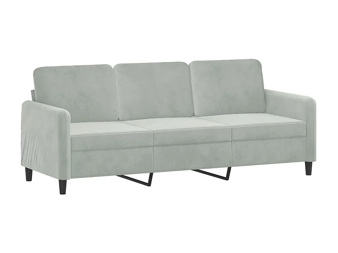 3-teiliges Sofaset mit hellgrauen Samtkissen