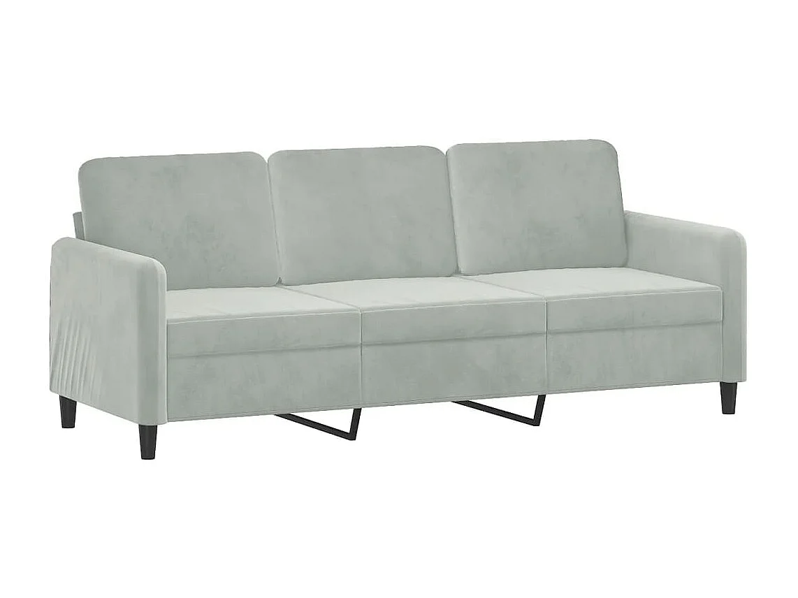 3-teiliges Sofaset mit hellgrauen Samtkissen