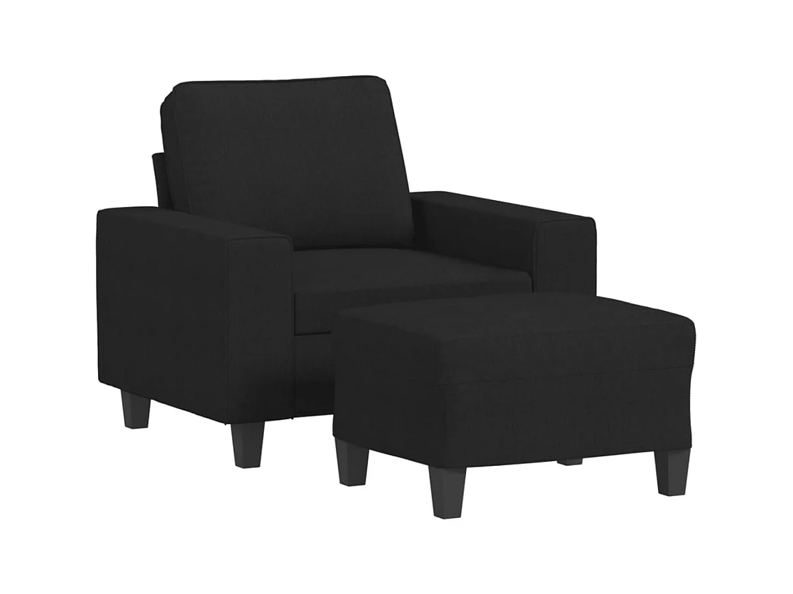 Sillón con reposapiés Tela Negro 60 cm