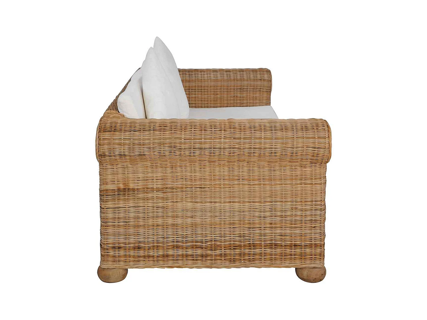 Divano a 2 posti con cuscini in rattan naturale