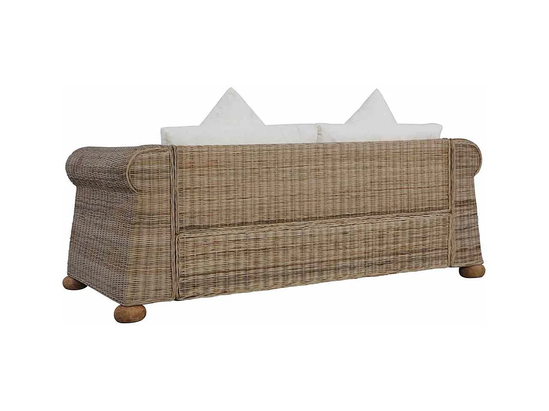 Divano a 2 posti con cuscini in rattan naturale