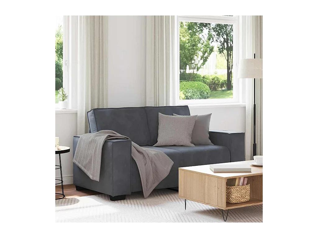 Canapé à 2 places Gris foncé 120 cm Velours