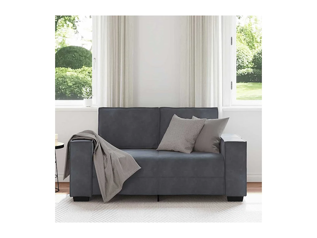 Canapé à 2 places Gris foncé 120 cm Velours