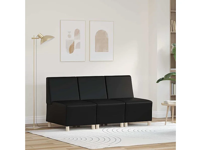 Modulaire bank zonder armleuningen 3 stuks zwart