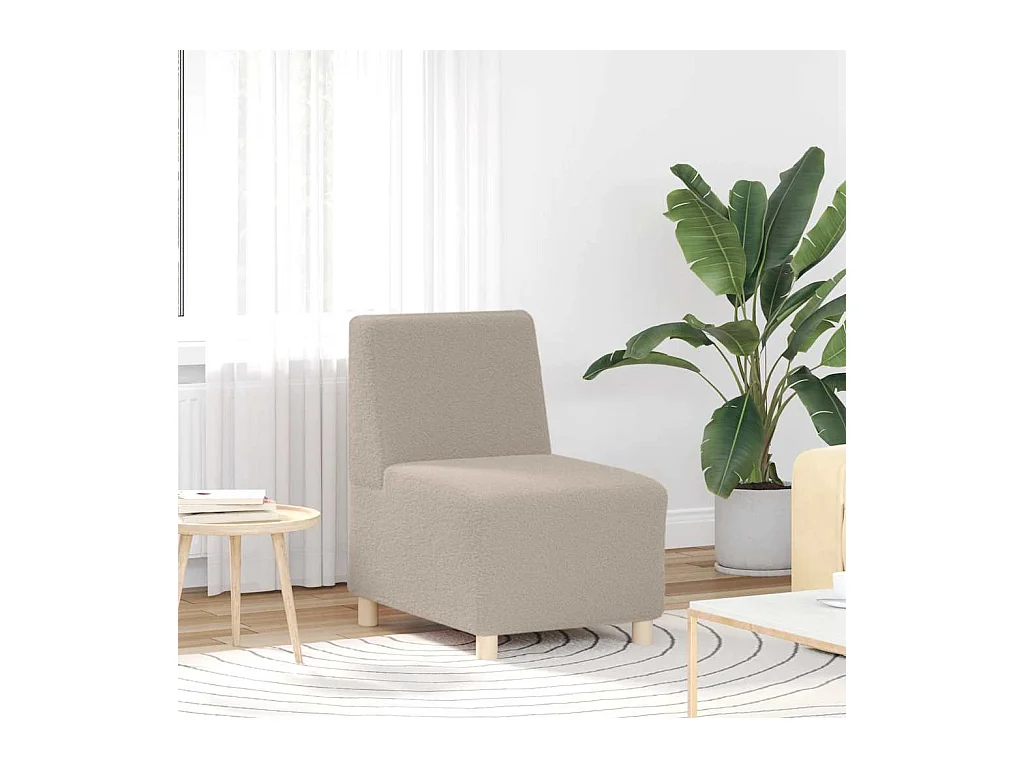 Canapé modulaire sans accoudoirs Gris clair 55 cm Tissu imitation laine bouclée