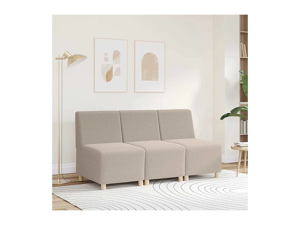 Canapé modulaire sans accoudoirs Gris clair 55 cm Tissu imitation laine bouclée