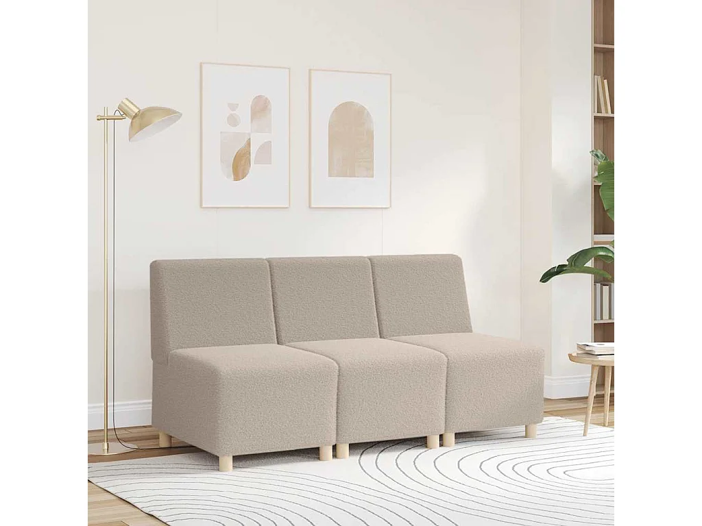 Canapé modulaire sans accoudoirs Gris clair 55 cm Tissu imitation laine bouclée