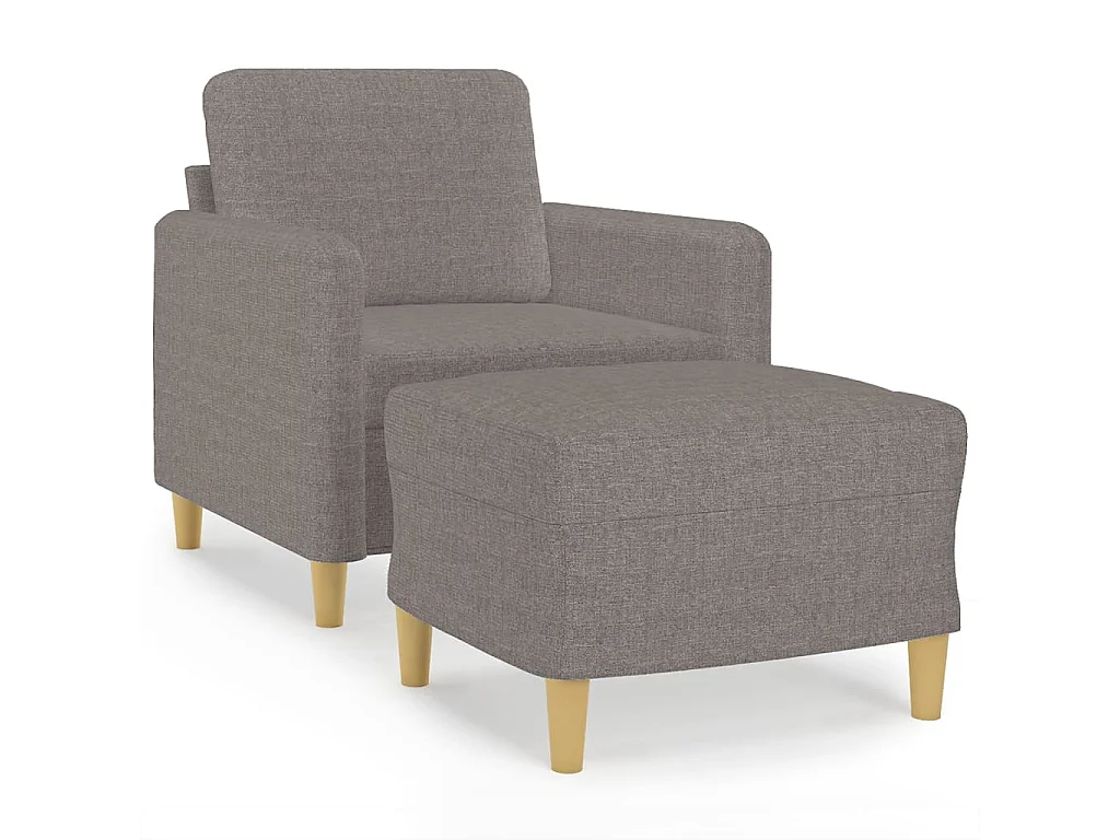 Poltrona con poggiapiedi Tessuto Taupe 60 cm