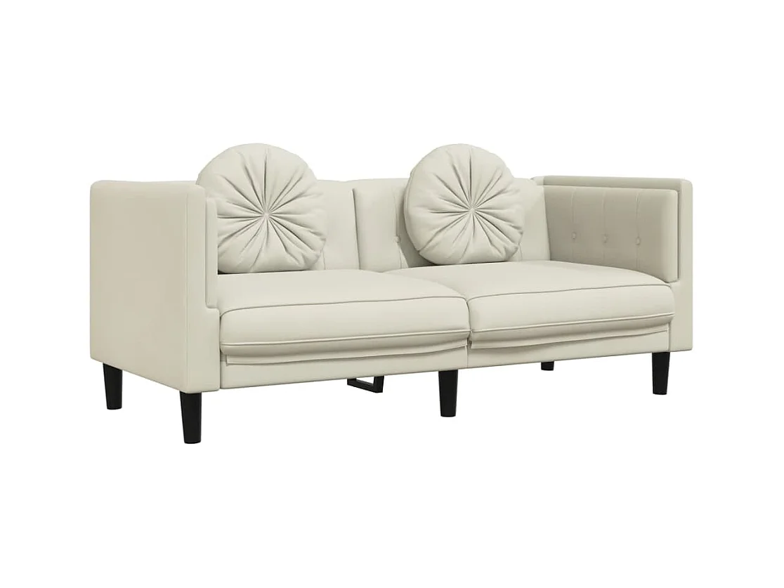 2-delige bankstel met crèmekleurige fluwelen kussens