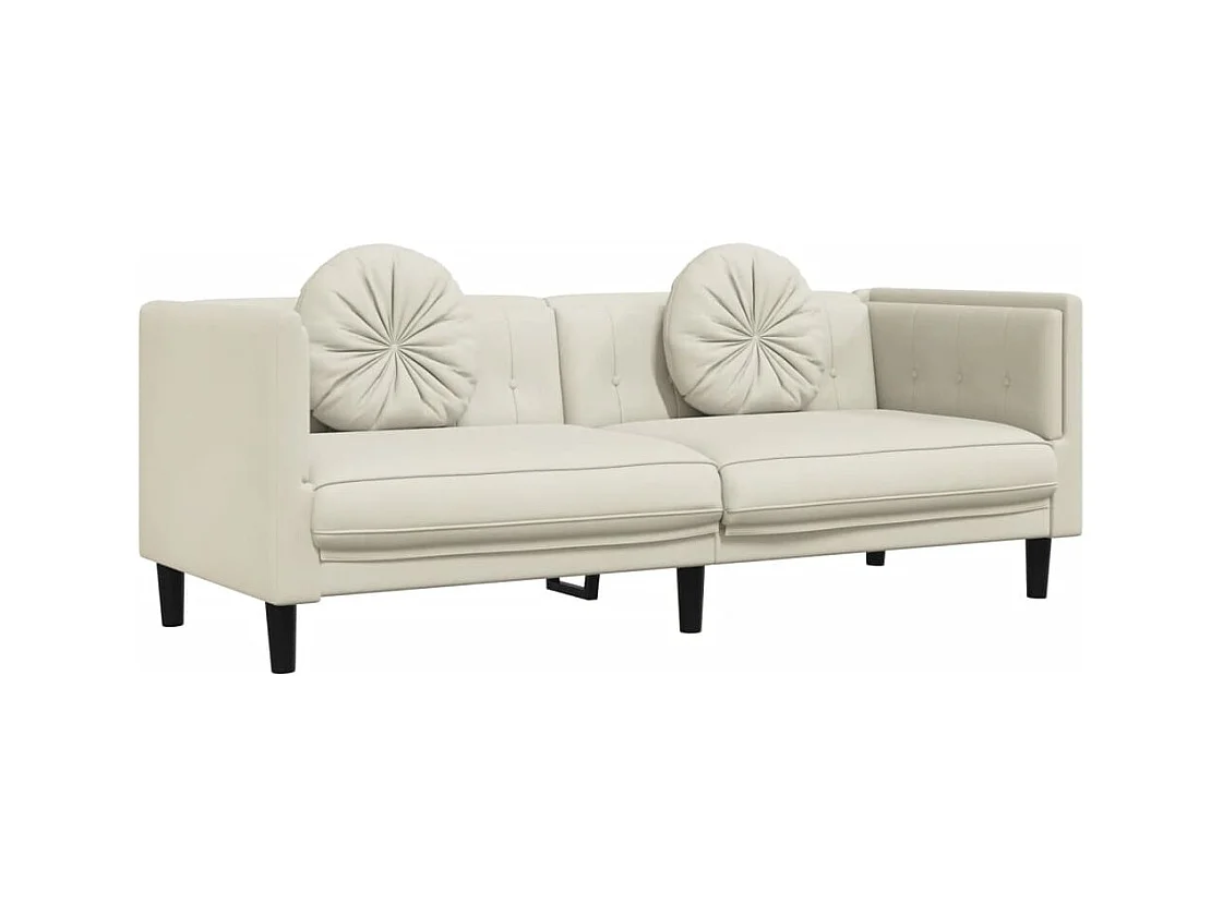 2-delige bankstel met crèmekleurige fluwelen kussens