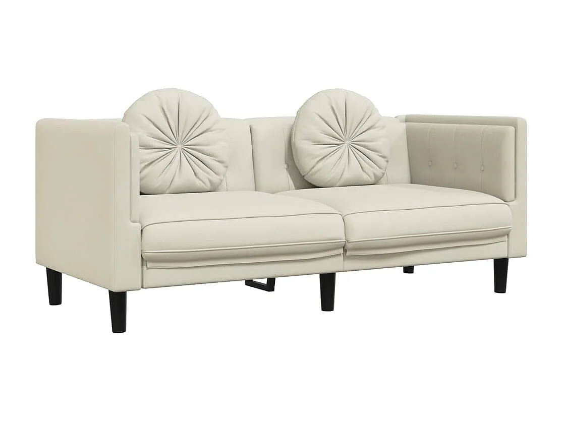 Conjunto de sofá de 2 piezas con cojines de terciopelo color crema