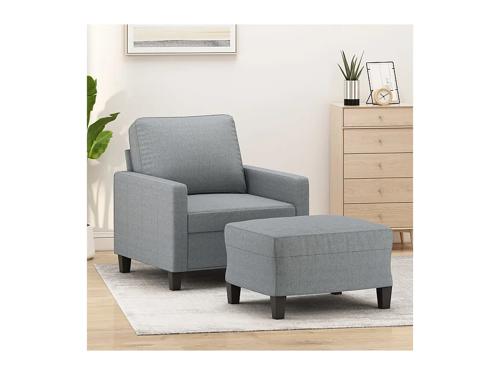 Fauteuil avec repose-pied Gris clair 60 cm Tissu