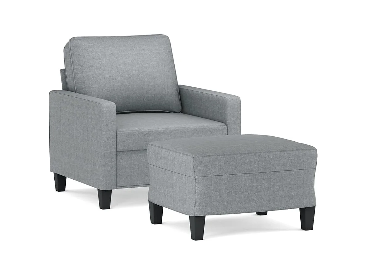 Fauteuil avec repose-pied Gris clair 60 cm Tissu