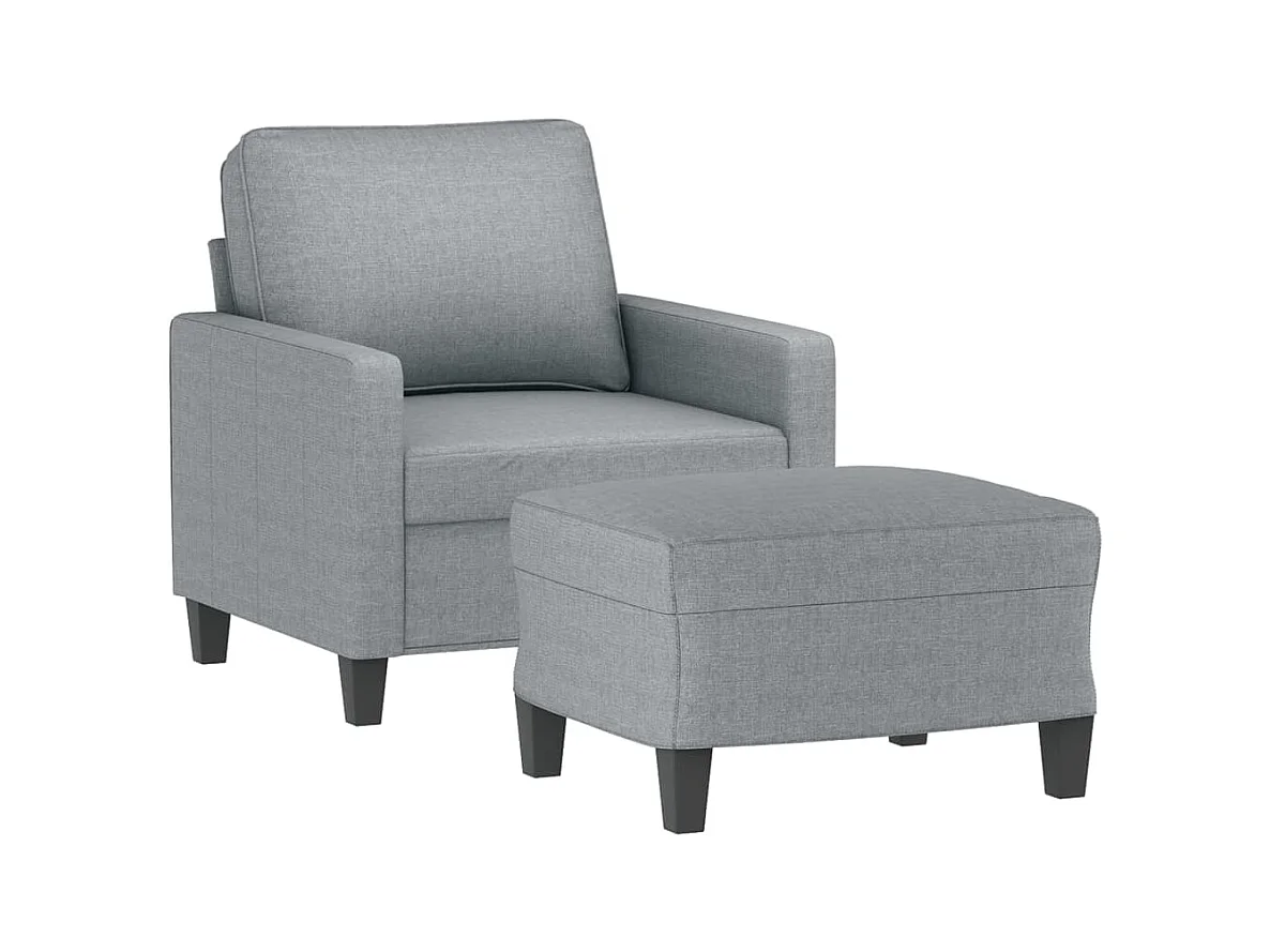 Fauteuil avec repose-pied Gris clair 60 cm Tissu