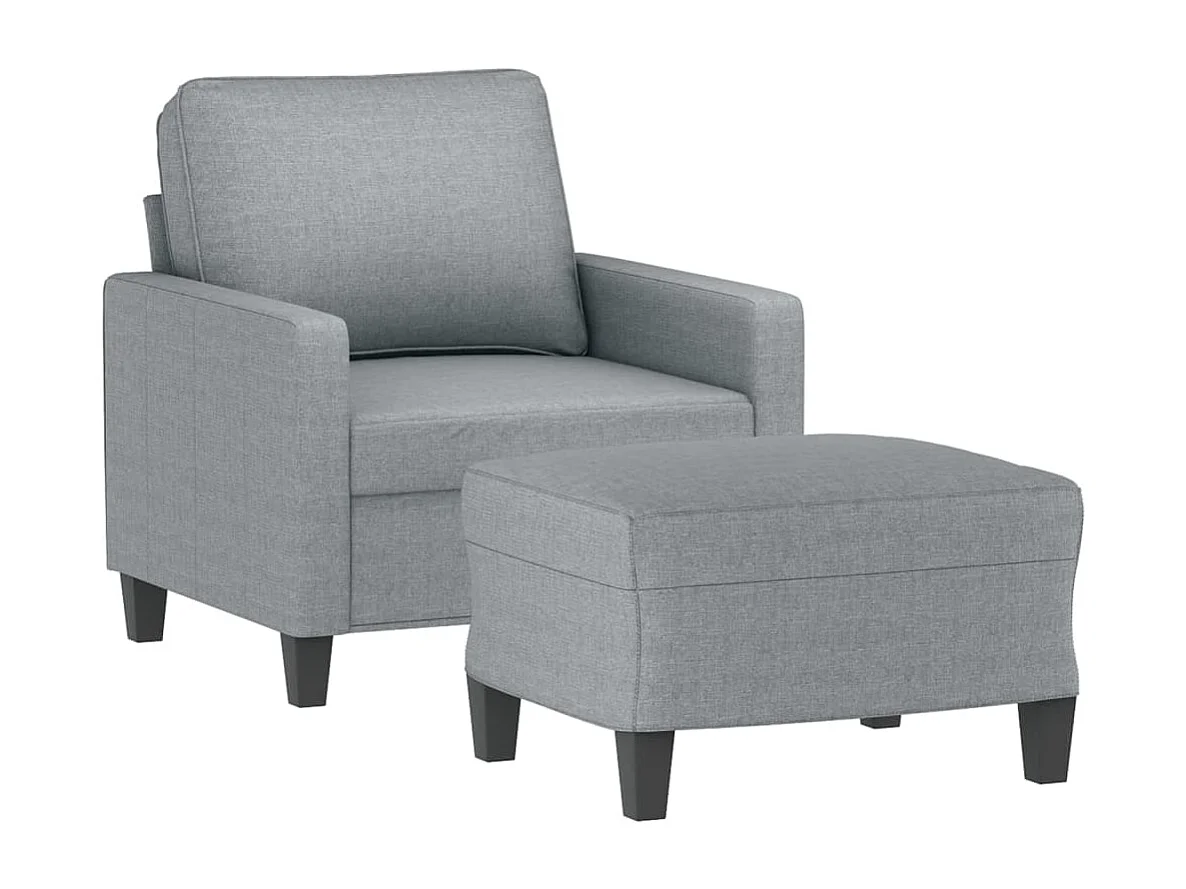 Fauteuil avec repose-pied Gris clair 60 cm Tissu
