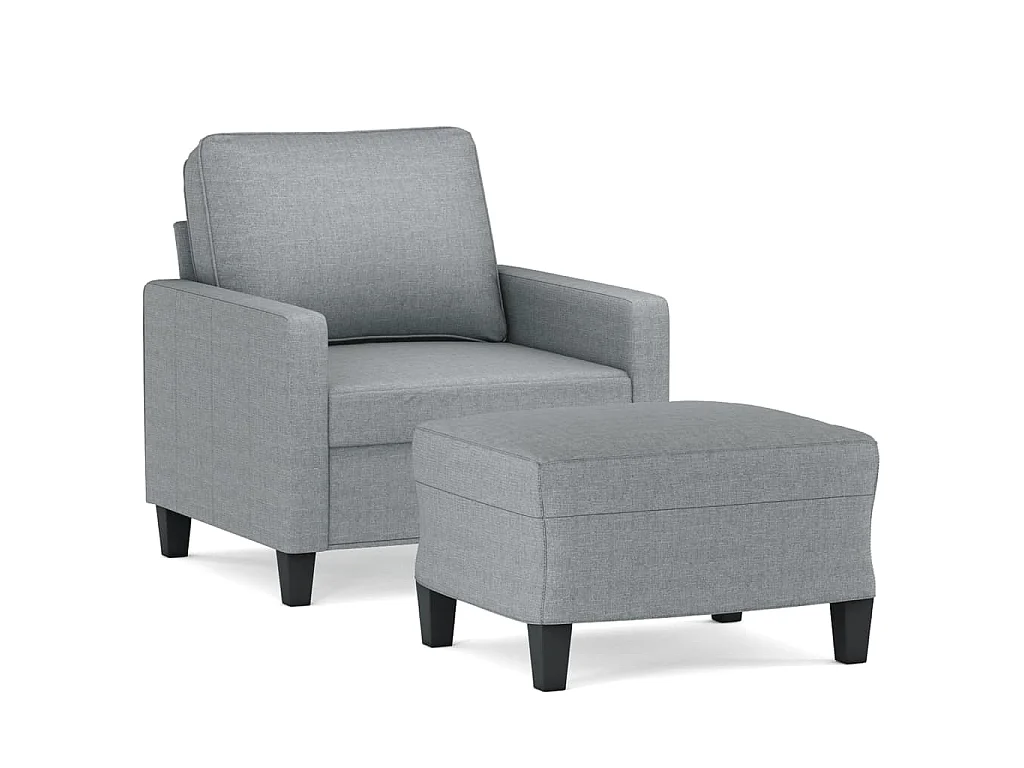 Fauteuil avec repose-pied Gris clair 60 cm Tissu