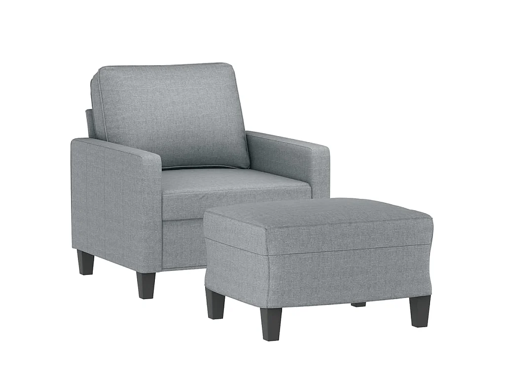Fauteuil avec repose-pied Gris clair 60 cm Tissu