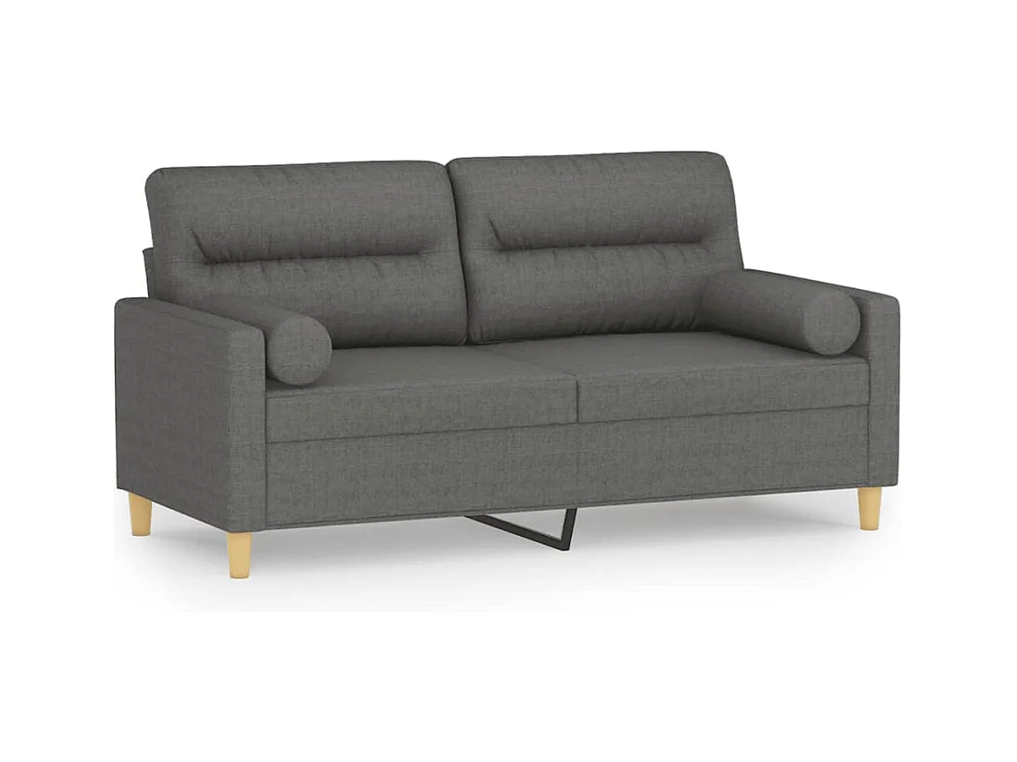 Sofá de 2 plazas con cojines gris oscuro de tela de 140 cm