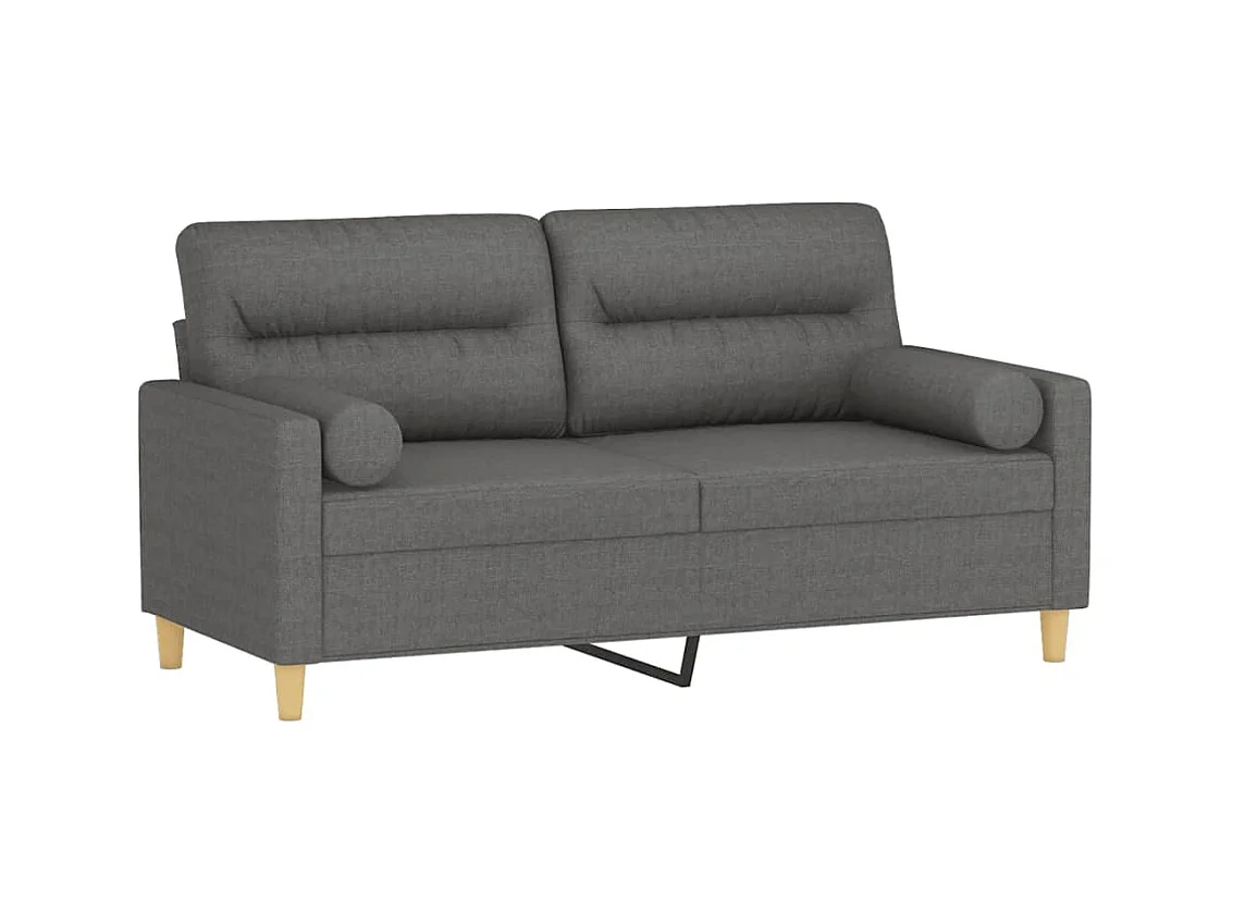 Sofá de 2 plazas con cojines gris oscuro de tela de 140 cm